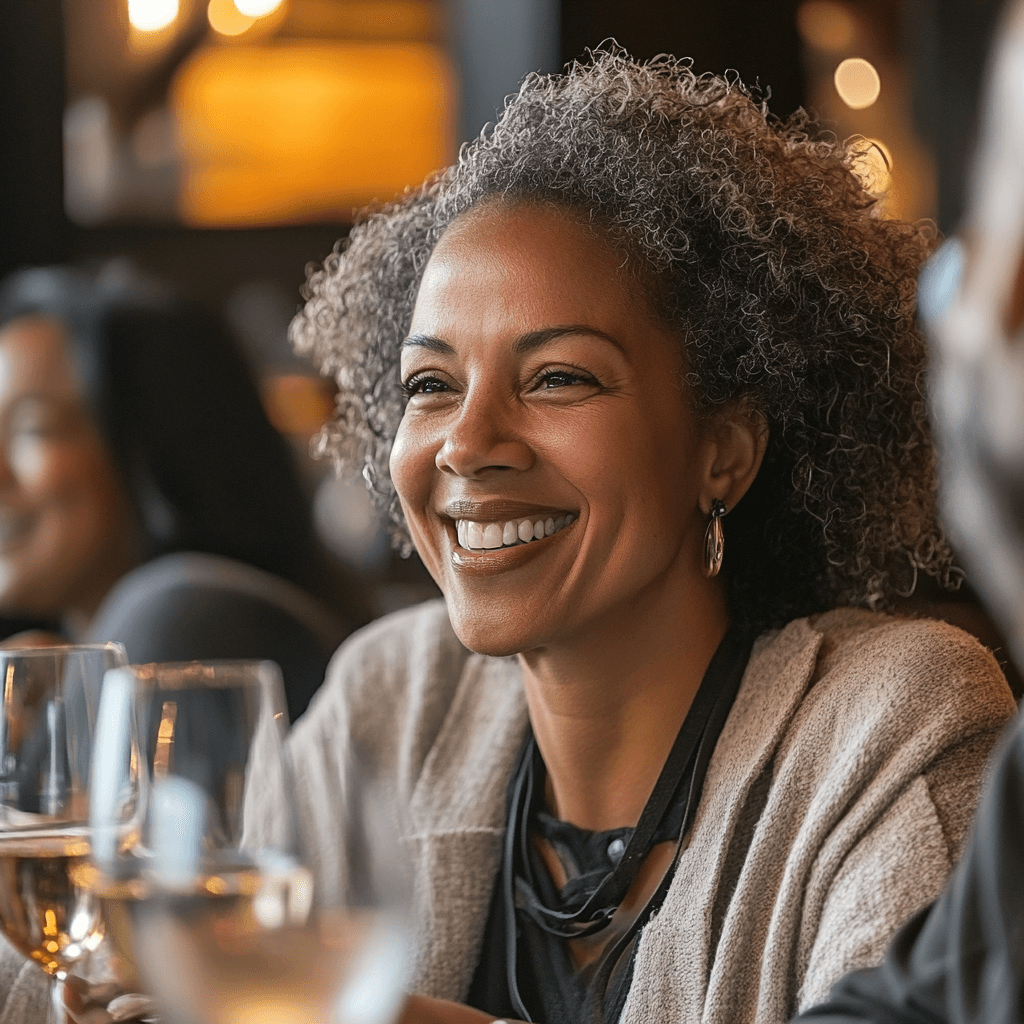 Smiling woman feeling relaxed and connected — reflecting emotional wellness through individual counseling for anxiety and self-esteem